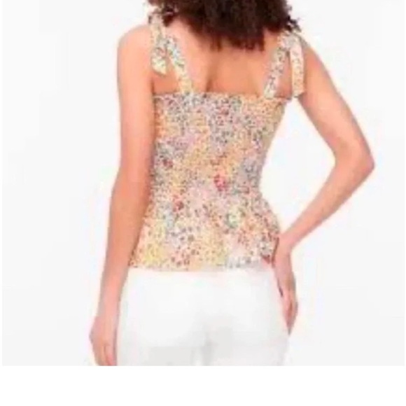 J Crew Factory Smocked Tie Shoulder Colorful Floral Tank Top - Picture 9 of 9